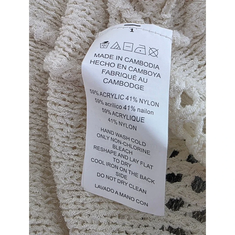 Michael Kors Womens Cardigan Cream Crochet Fringe Open Front Boho Layering
